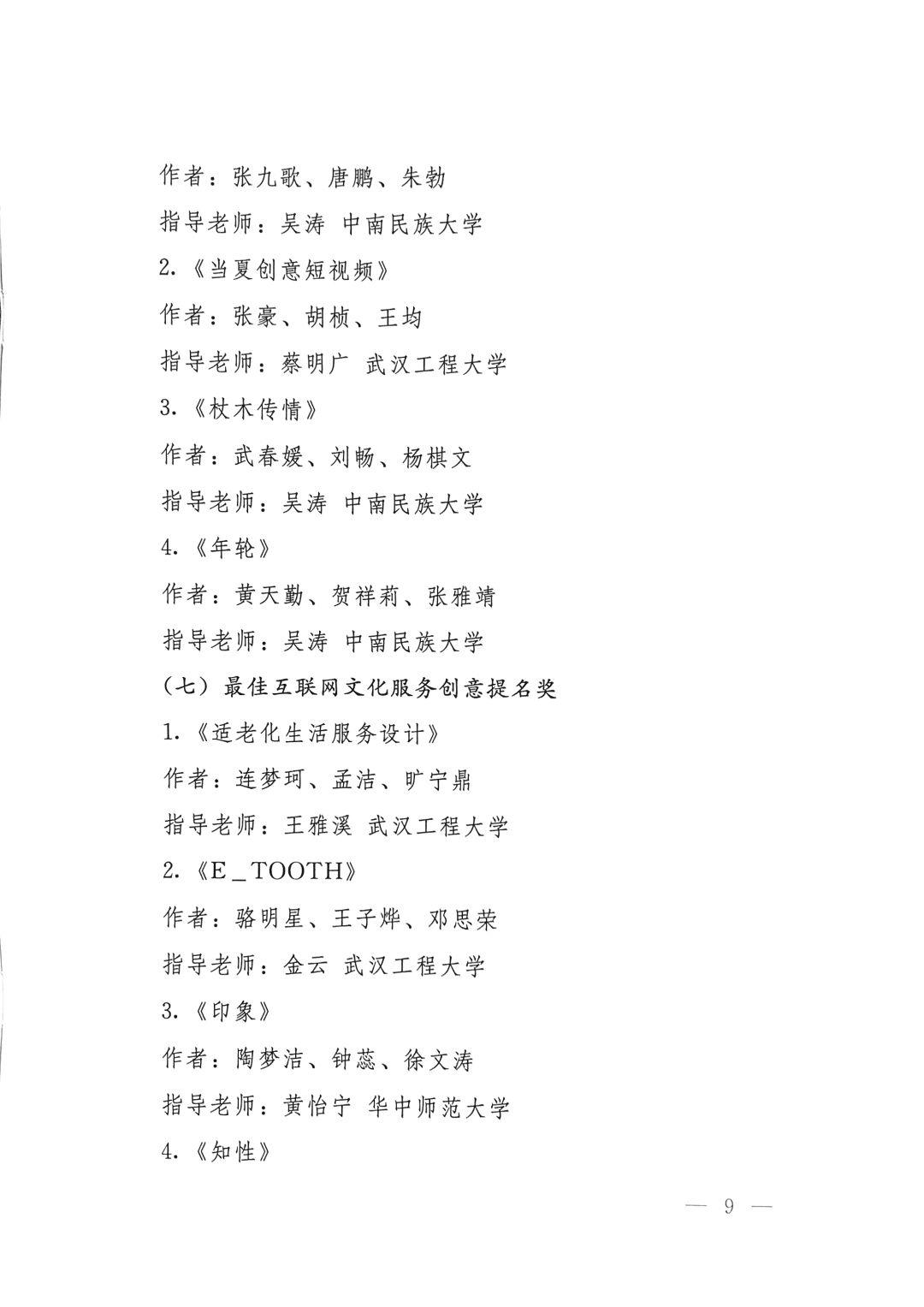 第五屆湖北省大學(xué)生文化創(chuàng)意設(shè)計大賽獲獎名單